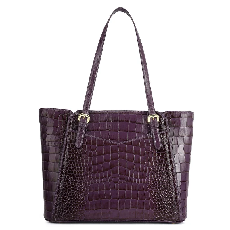Da Milano Grapevine Medium Croco Leather Tote - Grapevine for Women | Best Price UAE